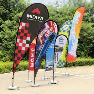Outdoor Advertising Stainless Steel Tear Drop Flying Feather Custom Party Banner Beach Flag Display Accessories Water-Filled