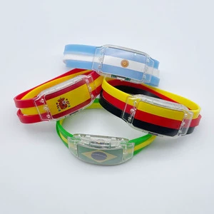 DAMAI Football MatchLed Glowing National Flag Wristband Country Optional Logo Silicone Flash Bracelet Customized Party Accessory
