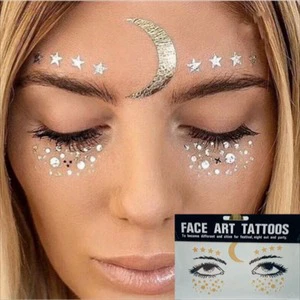Non-toxic Glitter Face Freckles Water-Resistant Holiday Party Gold Silver Temporary Tattoo Metallic Face Art Tattoo Carnaval
