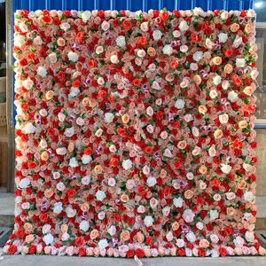 New Arrival Custom 3D Silk Flower Wedding Decoration Party Event Backdrop Curtain Roses Artificial Flowers Wall