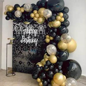 Wholesale Business Starter Event Black Gold Diy Backdrop Graduation Happy Birthday Latex Set Decoration Kit Garland Balloon Arch