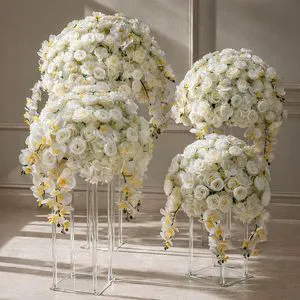 Artificial Phalaenopsis Rose Flower Ball Western-Style Wedding Table Centerpiece Showroom Display Proposal Decor Aisle-Leading