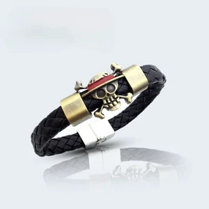Anime One Piece Bracelet Luffy Skeleton Head Weaving Hand Rope Halloween Man Woman Cosplay Accessory Gifts