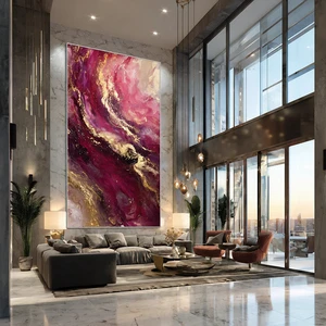 Sophisticated Black Marble Texture Abstract Oil Painting 3D Golden Vein Heavy Textured Wall Art Painting