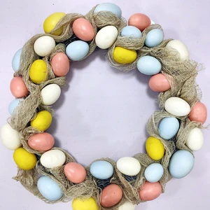 Hot Sale America 2025 Easter Colorful Plastic Letterpress Printed Egg Wreath for Holiday Decoration