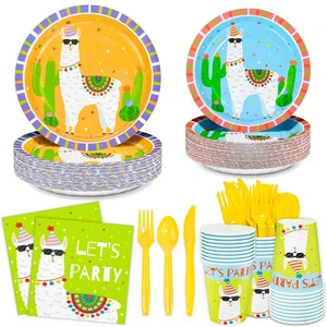 Wholesale Custom Animal Theme Disposable Dinnerware Set Party Decorations Paper Plate Napkin Cup Tableware Party Supplies