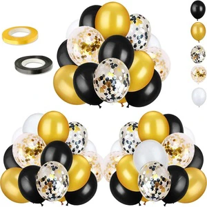 Wholesale 72 Pcs Per Pack Gold Silver Black Latex Confetti Balloons Happy New Year Birthday Party Set Party Balloon Accessories