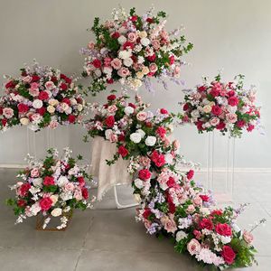Wedding Flowers Display Arch Wall Red Pink Rose Event Stage Floral Stand Background Wedding Decorative Backdrop