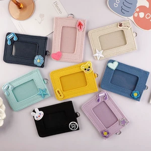 Promotional Kawaii Canvas Photocard Card Holder Keychain Cute Cartoon Idol Photo Card Case With Charm For Fans Student ID Badge