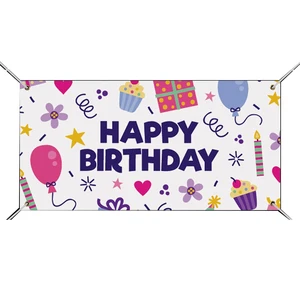 Custom Colorful Printing Pvc Vinyl Flex Wall Banner Birthday Backdrop Banner