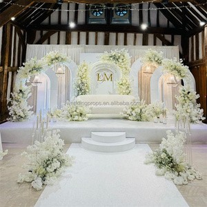 New Design Pvc Wedding Event Stage Decoration Backdrops Arch Door Shape White Acrylic Pvc Arch Backdrop Stand With Flower Decor