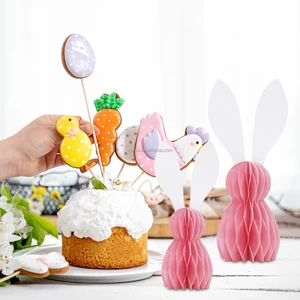 Eco-friendly Easter Decoration Paper Honeycomb Ornaments Bunny with Magnets Easter Rabbit Holiday Supplies