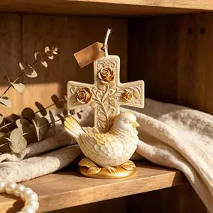 Silicone Mold Cross Dove Rose Design Easy Demold Multi-Use For DIY Cake Handmade Gold Stone Jewelry Aromatherapy Candle