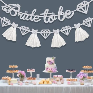 DAMAI Wedding Shower Party Supplies Glitter Pink Yellow Silver Bride to Be Garland Wedding Dress Diamond Penis Banner