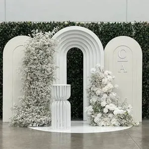 Modern PVC Wedding Backdrop White PVC Arched Door Frame Party Event Decoration 3D Decoration Wall Backdrop