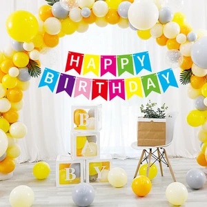 Happy Birthday Flat Flag Paper Banners Colorful Party Decorations for Graduation Halloween Anniversary Birthday Banner Supplies