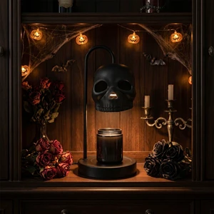 Hot Selling Halloween Gothic Skull Candle Warmer Lamp With 4 Dimmer Levels For Dark Aesthetic Room Decor