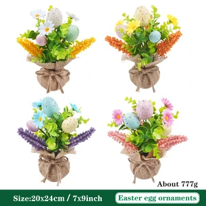 Wholesale Spring Easter Egg Ornaments Plastic Indoor/Outdoor Home & Garden Decoration Simulation Flowers