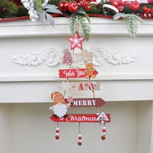 China Cross-border Wooden Christmas Tree Pendant with House Design Party Scene Decorations