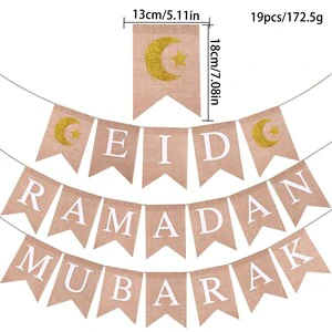 Islamic Muslim RAMADAN Party Decoration Supplies Star Moon Ramadan Eid Mubarak Banner