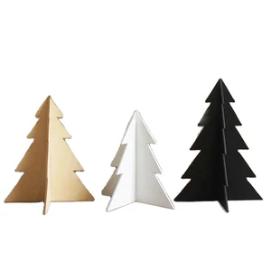 Custom Cute Tricolor Desk Decor Tree Shape Wooden Ornaments Christmas Decorations