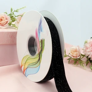 Custom Velvet Wreath Merry Christmas Ribbon Glitter Velvet Ribbon Roll Wedding Velvet Ribbon