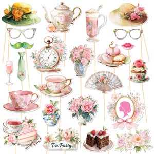 Beautiful Paper Handheld Photography Props for Tea Party Wacky Decoration Items for the Party
