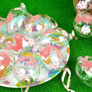 Easter Holiday Supplies Glass Painted Rabbit Simulation Egg Hanging for Party Decorations Elegant Easter Egg Dress for Holiday
