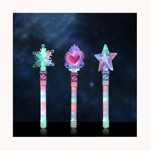 New Children's Party Prop LED Flashing Heart Light up Magic Wand with Snowflake & Star Design-Kid's Gift