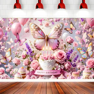 New Arrival Happy Birthday Banner & Backdrop - Polyester Cross-border Party Supplies, Indoor Outdoor Gathering Decorative Flag