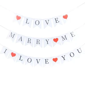 Custom Party Decoration I Love You Marry Me Banner with Valentine's Day Engagement Wedding Party Decoration Banner