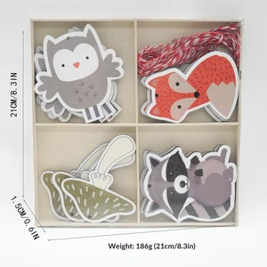 Wooden Animal Owl Fox Rabbit & Skunk Christmas Ornaments Hanging Home Decor