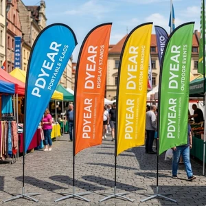 Advertising Flags with logo Custom Print Polyester Fabric UV Resistance Waterproof Flag Banner for Market Events Trade Show