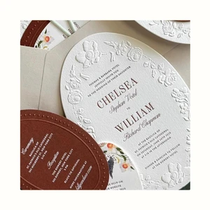 Customized Luxury Letterpress Wedding Card High-end Wedding Invitations Text Embossed Postcard List Menu Card