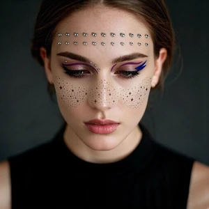 Custom Moon Star Pearl Eye Decal Freckle Sticker Set Shiny Rhinestone Waterproof Face Makeup Tattoo Stickers for Party Stage