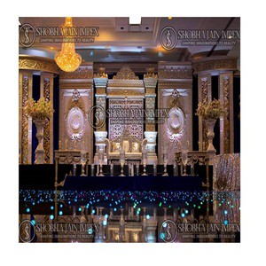 Grand Wedding Reception Stage Setup Wooden Elegant Wedding Decorations Shobha Jain Impex for Memorable Celebrations