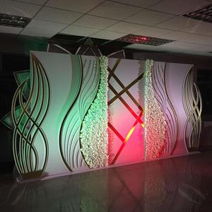 Golden Acrylic Wedding Backdrop Custom PVC Stage Wall Decorations for Parties & Exhibitions