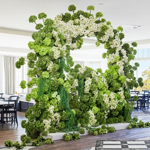 Wedding Aisle Flowers White Dark Green Rose Hydrangea Photoshoot Backdrop Faux Floral Arch Decorations For Events Party Supplies