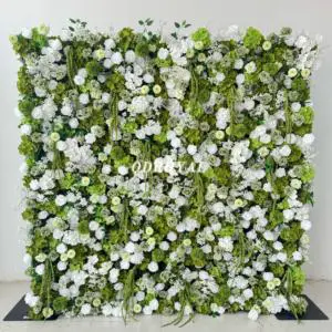 Wholesale Forest Artificial Flower Wall Roll up 8ftx8ft Greenery Silk Floral Wall Wedding Backdrop Decoration for Photography