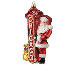 Personalized Custom Glass Christmas Ornaments Unique Glass Holiday Chicago Santa Tree Decorations and Christmas Toys