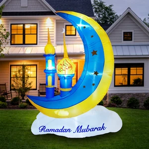 DAMAI Inflatable Ramadan Crescent Moon Decorations Islamic Eid Decor Muslim Holiday Outdoor Decorations and Holy Celebration