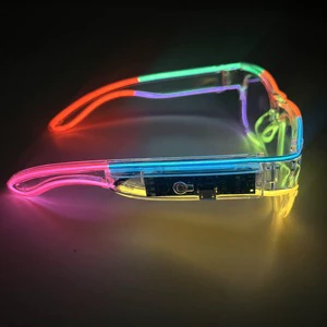 LED Glasses 8-Color Transparent Frame Rechargeable Waterproof Durable Light for Graduation Diwali Valentine's Day Rave Festival