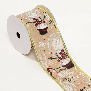 Hot Selling Ribbon Large Stock 63MM/38MM Width Christmas Wired Edge Ribbon for Wreath Tree Decoration