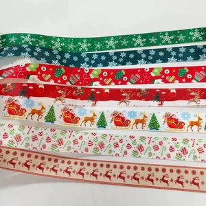 Customization Christmas Ribbon Bows Printed Paper Bag Ribbon for Christmas Decor Ribbon for Wreaths Trees Crafts Decorations