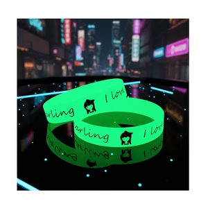 Custom Glow In Dark Waterproof Eco-Friendly Rubber Wrist Bands Luminous Bracelet With Custom Logo And Message