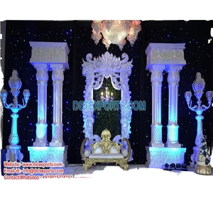 Contemporary Christian Wedding Stage Decoration Elegant Christian White Theme Wedding Stage Wedding Reception Night White Stage