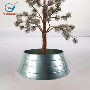 Gold Hammered Metal Christmas Tree Collar Base Cover for Home Holiday Decor