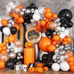 Wholesale Orange Black Halloween Balloon Arch Kit Pumpkin Skull Spider Confetti Latex Balloon Garland Kit Holiday Party Supplies