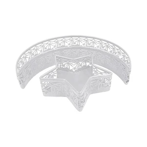 Prime Quality Metal White Powder Coated Tray Ramadan Ornament Table Decorative Snacks Dates Serving Tray Ramadan Eid Supplies