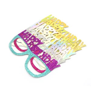 6pcs Happy Birthday Photo Booth Props Party Paper Glasses for Kids' Birthday or Baby Shower